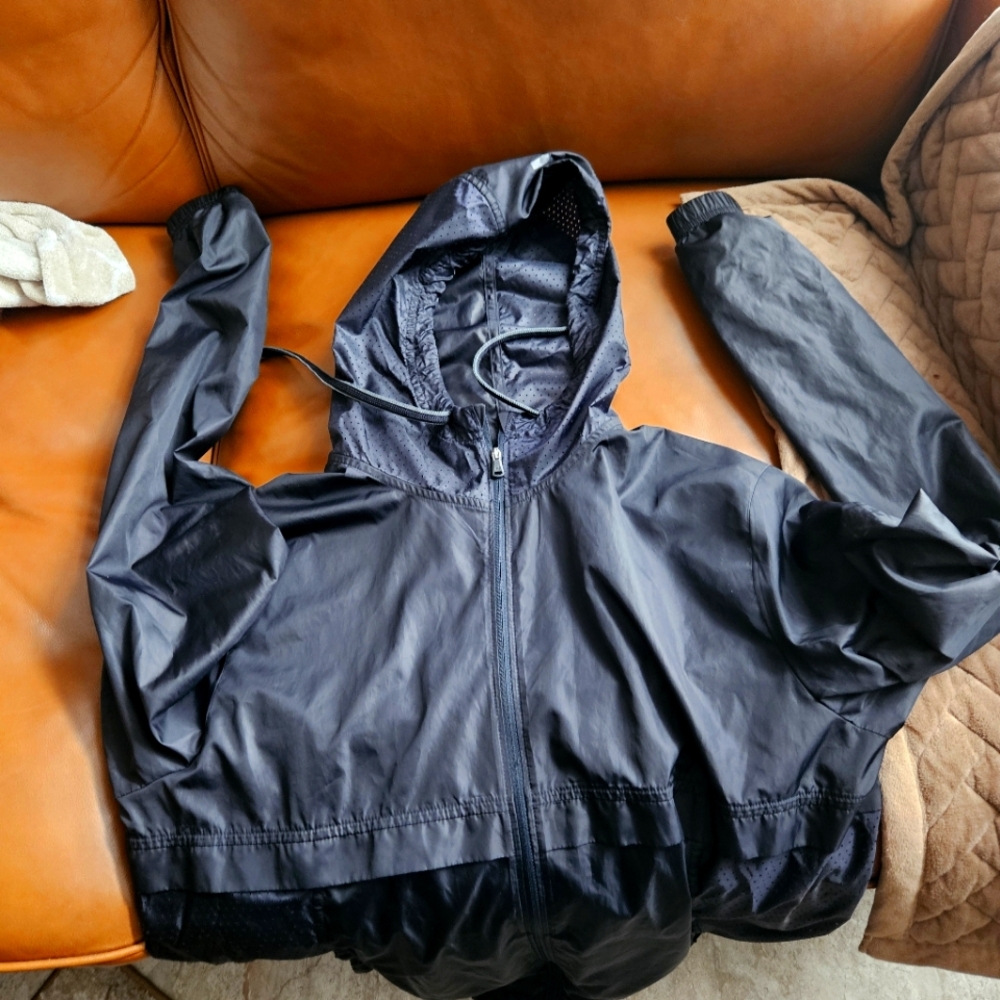 Black Hooded Under Armour Windbreaker Jacket